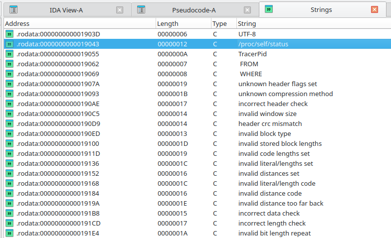 IDA Strings View